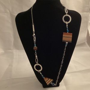Transformable Isabelle Ferland Necklace with ceramic blue beads